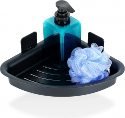 Narożna półka prysznicowa czarna, samoprzylepna 28 × 22 × 8 cm