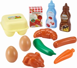 Écoiffier dziecięce śniadanie w siatce, zestaw produktów spożywczych 11 szt.