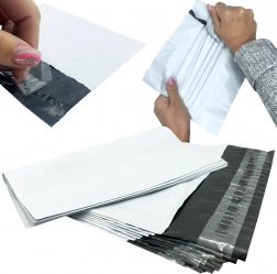 Białe kurierskie koperty plastikowe 450 × 550 mm, samoprzylepne, 50 szt.