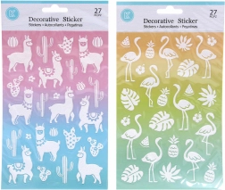 Błyszczące naklejki 14,6 × 25,5 cm – lama lub flaming