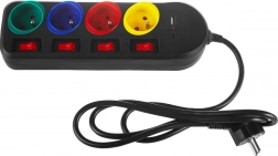 Listwa przeciwprzepięciowa MACLEAN z przedłużaczem, 4 gniazda z wyłącznikami i USB-A/USB-C 1,5 m