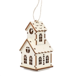 Magia drewna średni domek – kościółek z wieżyczką i świeczką LED
