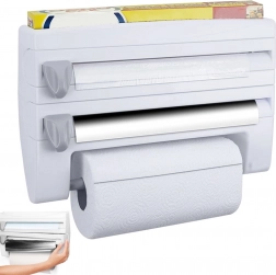 Ścienny kuchenny organizer 4 w 1 na folie i ręczniki papierowe z półką