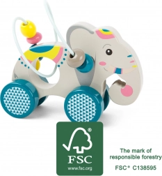 small foot drewniany słoń na kółkach jungle