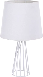 Biała lampa stołowa z metalową ażurową podstawą 40 cm