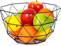 Metalowy koszyk na owoce z odpinanym haczykiem, czarny