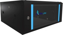 Szafka rackowa wisząca EXTRALINK 4U 600x600 czarna ze szklanymi drzwiami