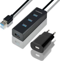 HUE-S2BP 4-portowy koncentrator ładujący USB 3.2 Gen 1, kabel 1,2 m, zasilacz sieciowy