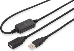 Aktywny przedłużacz USB 2.0 USB‑A (męski) na USB‑A (żeński) 10 m, czarny