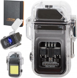 Plazmowa zapalniczka z latarką LED, ładowanie USB, wodoodporna