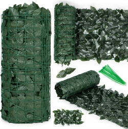 Sztuczny bluszczowy płot 500 × 50 cm, ciemnozielona osłona na balkon i ogrodzenie