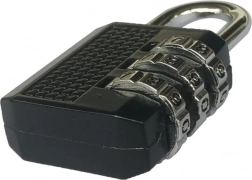 Szyfrowana kłódka do bagażu, 3-cyfrowa, czarna