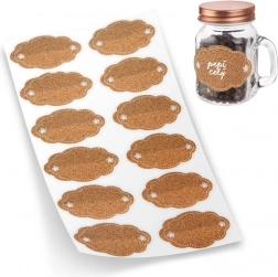 Samoprzylepne korkowe etykiety na słoiki, 12 szt.