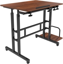 Mobilny, regulowany na wysokość mobilny stół z odchylaną blaty 80 × 60 cm, udźwig 50 kg