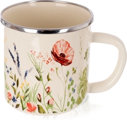 Emaliowany kremowy kubek w maki 400 ml