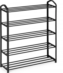 Metalowy stojak na buty na 5 półek, czarny