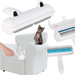Usuwacz sierści zwierzęcej z odzieży i tapicerki, biały/niebieski, wielokrotnego użytku wałek
