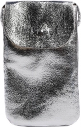 Metaliczna torebka na telefon z paskiem na ramię i tylną kieszenią