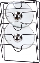 Metalowy wieszak ścienny na pokrywki Vilde, czarny