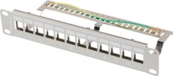 Patch panel 12 portów 1U 10" FTP z organizerem dla modułów keystone, szary