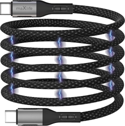 Maxlife magnetyczny kabel USB-C 1 m 100W, czarny nylon