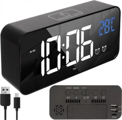 Cyfrowy budzik LED IZOXIS z aktywacją głosową i funkcją drzemki