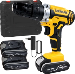 Wkrętarko-wiertarka akumulatorowa 18 V z LED, walizką i 2× akumulatorami 2 Ah