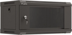 Wisząca szafa rack 4U 19" Lanberg WF03, czarna, przeszklone drzwi