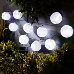 Łańcuch solarny z białymi lampionami i diodami LED o zimnej białej barwie, 2,5 m