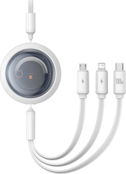 Wysuwany kabel ładujący 3 w 1 BASEUS Free2Draw 100 W, 1,1 m, biały