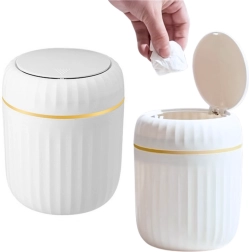 Mini kosz na śmieci z otwieraną pokrywą biały