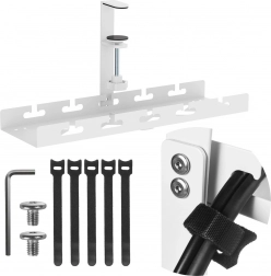 podblatowy organizer kabli z zaciskiem, 40 cm, biały