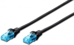 Patch kabel RJ45–RJ45 CAT5e U/UTP, 0,25 m, czarny