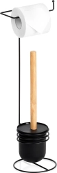 Stojak na papier toaletowy ze szczotką, czarny, 53 cm