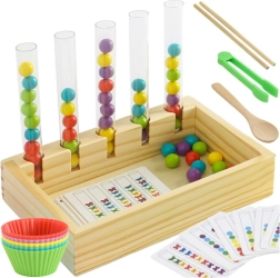 Drewniany edukacyjny sorter Montessori do liczenia i kolorów Kruzzel