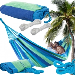 Podwójny ogrodowy hamak XXL 200 × 150 cm, w paski, z torbą