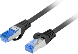 Patchcord kat. 6a S/FTP LSZH CCA 0,25 m czarna osłonka przeciwkurzowa