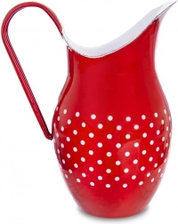 Emaliowany czerwony dzbanek w kropki TECKA 2,5 l