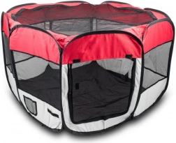 Składana tekstylna zagroda dla psów i małych zwierząt, czerwona