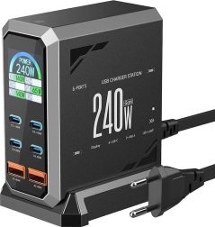 BlitzWolf 240W ładowarka sieciowa 4× USB‑C i 2× USB‑A z Power Delivery