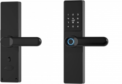 Inteligentna klamka Tuya, zamek elektroniczny z czytnikiem linii papilarnych, kodem, Wi-Fi, RFID - czarna