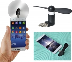 Mini wiatraczek do telefonu 2w1 usb/microusb – czarny