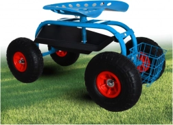 Ogrodowe jeżdżące siedzisko z obrotowym i regulowanym wysoko siedziskiem