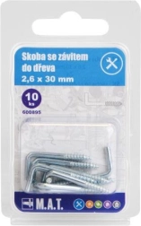 Skoba z gwintem do drewna 30 × 2,6 mm, ocynk, 10 szt.