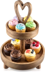 Dwupoziomowa drewniana etażerka MANGO 42 cm