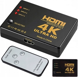przełącznik hdmi 3×1 z pilotem, 4k uhd