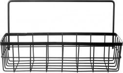 Wisząca kuchenna półka na reling, metalowa czarna RADKA 30 × 10,5 × 17 cm