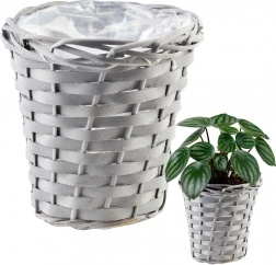 Szary wiklinowy osłonka na doniczkę 16 × 17 cm
