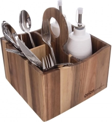 Drewniany stojak na sztućce, sosy i przyprawy WOODEN