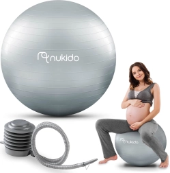Piłka ciążowa i fitness 65 cm NUKIDO z pompką, szara